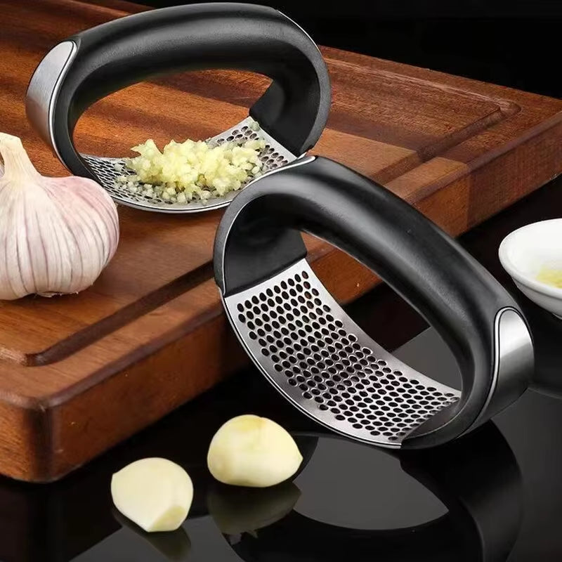 GarlicMaster™ Stainless Steel Garlic Press & Peeler – Manual Garlic Masher, Beater & Crusher